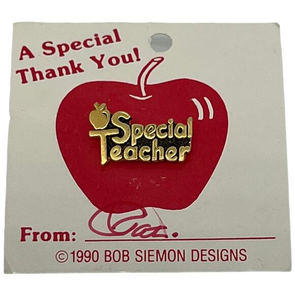 1990s Special Teacher Pin – Gold-Tone & Red Apple, NWT, 0.75" x 0.5" - Picture 1 of 5